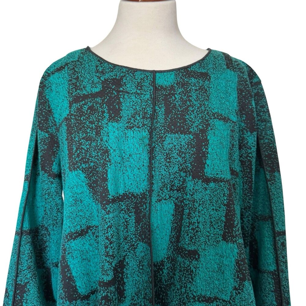 Ali Miles Textured Knit Tunic Top Removable Cowl Neck Scarf Green Black Size XL - Picture 6 of 16